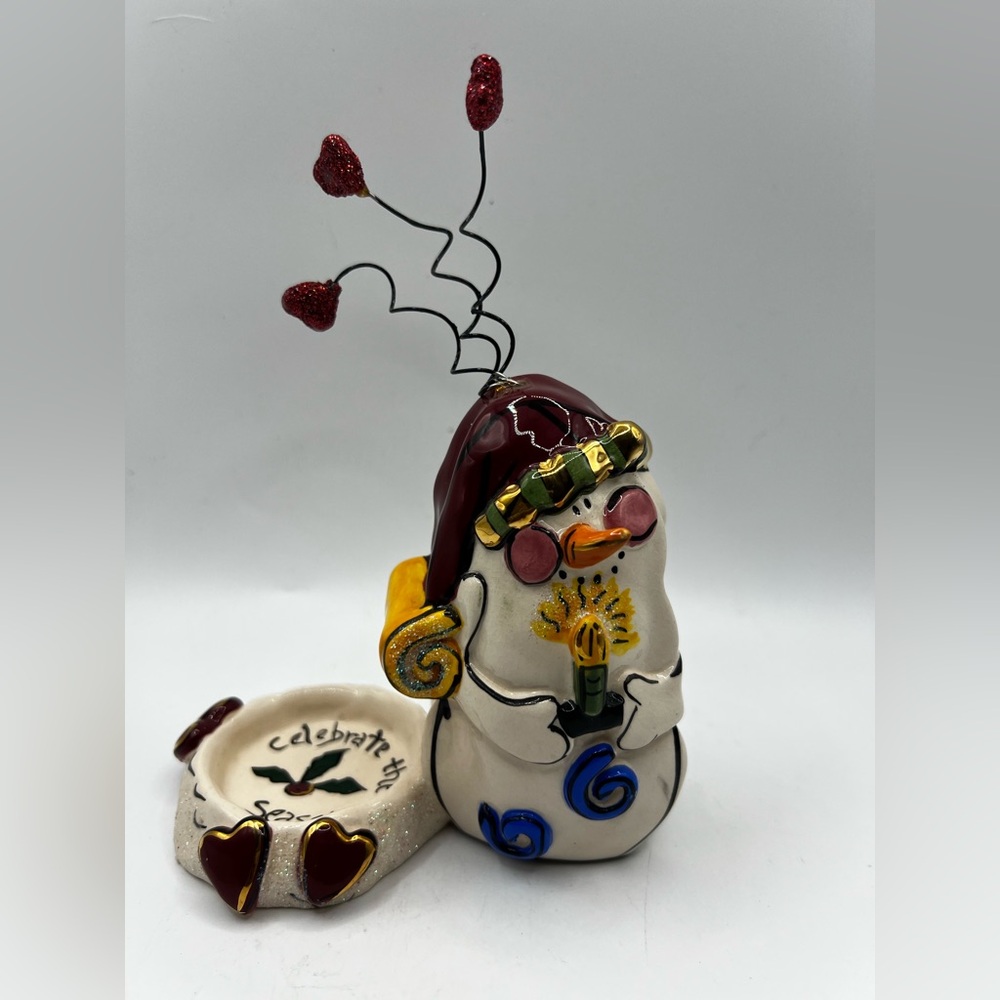 Blue Sky Snowman votive candle holder